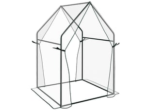 Serre de jardin 90x90x145 cm – transparente – double porte et bâche pe anti-uv pour plantes grimpantes