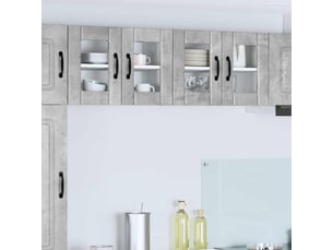Meuble mural de cuisine, cabinet en verre mural gris béton 60x31x40cm shl5957