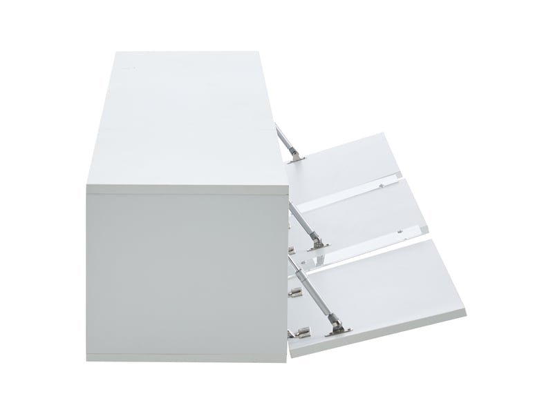 Meuble tv mural led blanc brillant 180x35x30 cm, 3 portes, suspendu pour écran jusqu’à 75 pouces - Conforama E