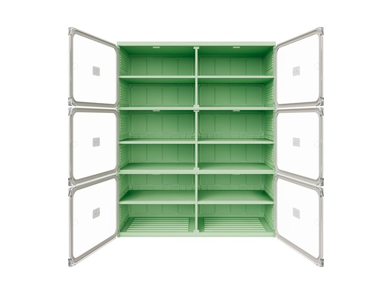  Meuble à chaussures 85x33.5x104.3cm - étagère pliable 2 colonnes 6 niveaux - meuble de rangement en plastique - vert et blanc  - Conforama A