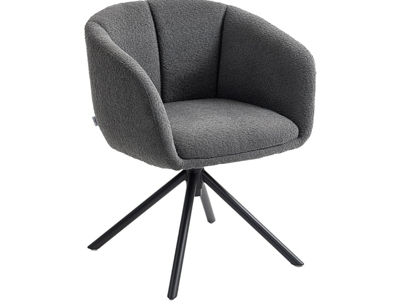  Fauteuil pivotant avec coque rembourrée et accoudoirs, pieds métalliques en polyester gris, 58,5 × 59 × 78,5 cm  - Conforama A
