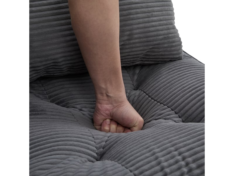  Fauteuil à dossier réglable velours côtelé gris, profondeur dépliée 134 cm  - Conforama D