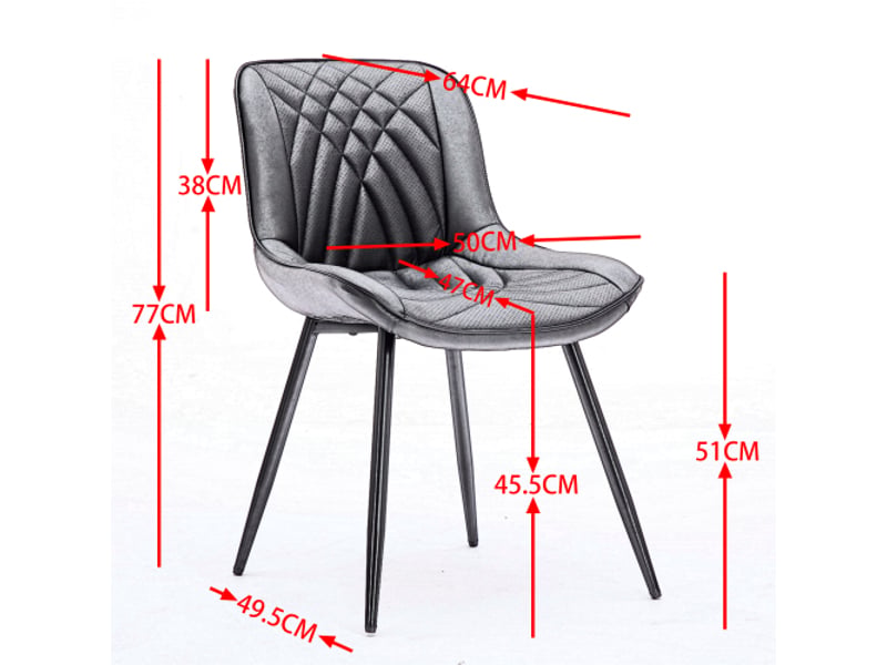  Ensemble de 2 chaises ergonomiques en pu perforé, couture 3d, pieds croisés métal – cuisine et salle à manger – 1877cr  - Conforama C