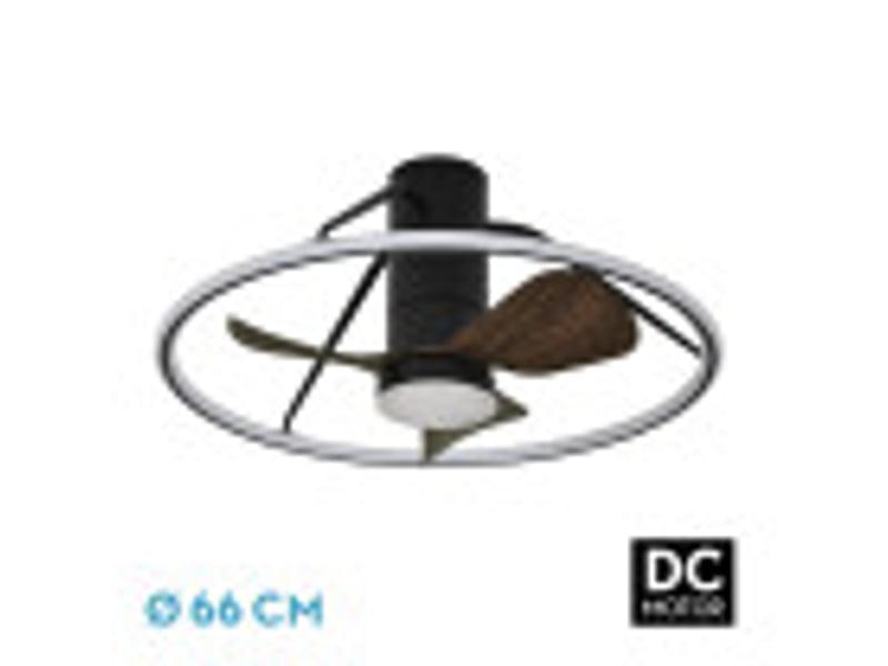 Ventilateur de plafond fabrilamp oporto dc noirmarron 3 pales 66 cm 6 vitesses led 46 w télécommande 243699088 - Conforama B