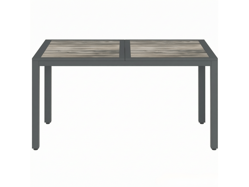  Table de jardin 140x80 cm – gris foncé – plateau aspect bois pspc, acier galvanisé thermolaqué pour 4 à 6 personnes  - Conforama A