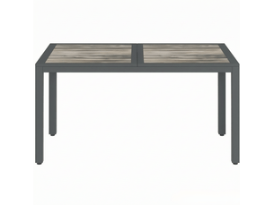 Table de jardin 140x80 cm – gris foncé – plateau aspect bois pspc, acier galvanisé thermolaqué pour 4 à 6 personnes