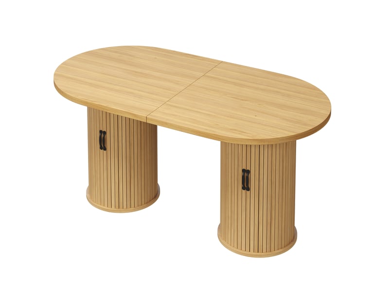  Table à manger extensible avec rangement intégré, mdf naturel 150 x 80 cm  - Conforama W