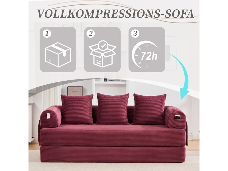  Canapé convertible, canapé-lit; poches latérales, en tissu, pour salon  - Conforama E