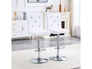 Chaises élévatrices en cuir - ensemble de 2 pièces - cuir synthétique crocodile blanc - détails bouton en cristal