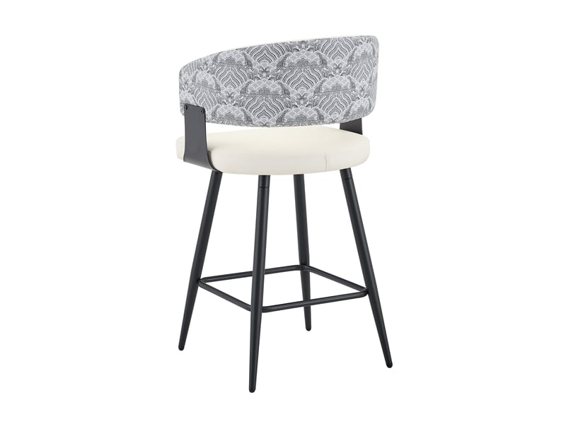  Tabourets de bar avec dossier, lot de 2, simili blanc, métal, hauteur d’assise 64 cm  - Conforama A