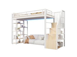 Lit mezzanine 90x200 cm <strong></strong>  <strong></strong> coloris blanc