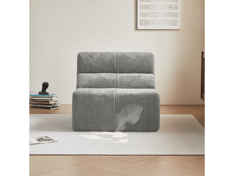  Fauteuil ergonomique à dossier haut  - mousse haute densité, velours gris clair 94 × 110 × 79 cm  - Conforama C