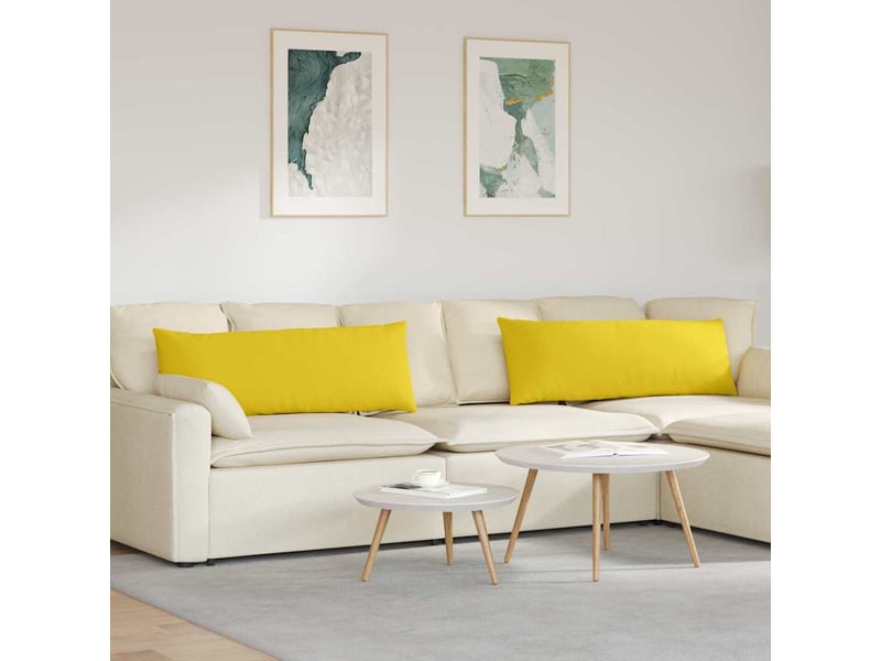 Lot de 2 coussins de canapé, coussins décoratifs tissu jaune clair 120 x 40 cm cf58886 - Conforama B
