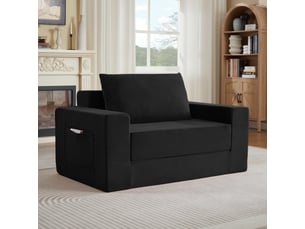 Canapé droit compressé convertible CozyNest 2 places Tissu Noir