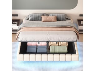 Lit coffre 180x200 cm <strong></strong>  <strong></strong> coloris beige