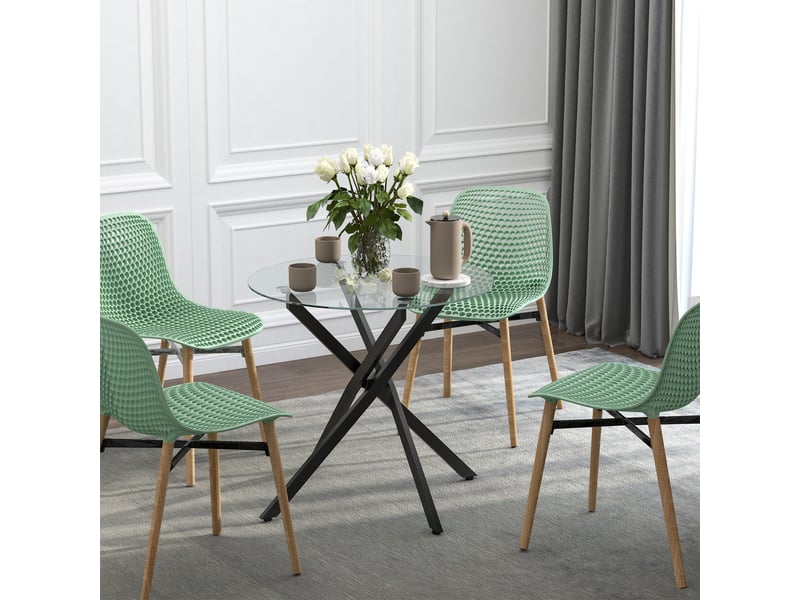  Table basse ronde avec plateau en verre trempé transparent et pieds croisés en métal, style moderne, idéale pour le salon, ø80 x 75 cm, noire.  - Conforama D