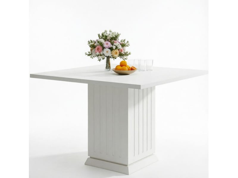 Table de salle à manger carrée blanche 90 x 90 cm pour 4 personnes, pratique pour vos repas quotidiens - Conforama A