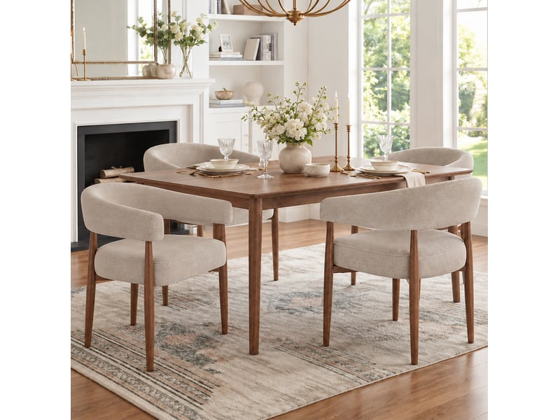  Lot de 2 chaises de salle à manger avec accoudoirs 60x59x75 cm en chenille taupe  - Conforama W