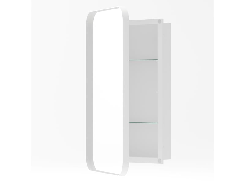 Armoire miroir murale rectangulaire blanche, étagères réglables, rangement - Conforama E
