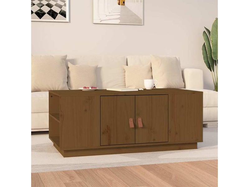  Table basse - table de salon - table à thé marron miel 100x50x41 cm bois massif de pin  - Conforama B