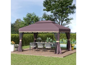 Pavillon de jardin - outsunny - dimensions - couleur café - cadre en aluminium robuste