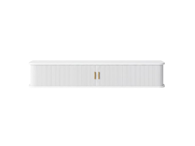  Meuble tv suspendu 175 x 30 x 30 cm mdf rainuré led réglable par application pour salon  - Conforama A