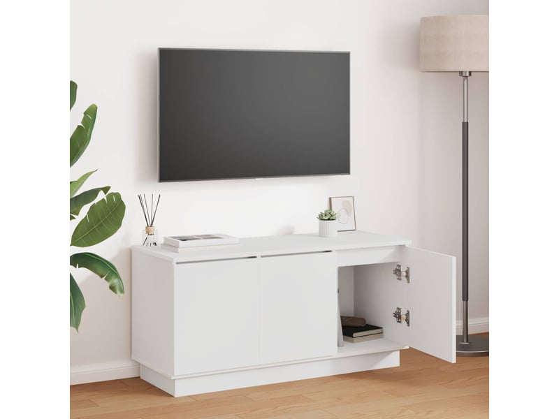 Meuble tv - banc tv - meuble de rangement 100 x 38 x 49 cm blanc bois d'ingénierie - Conforama B