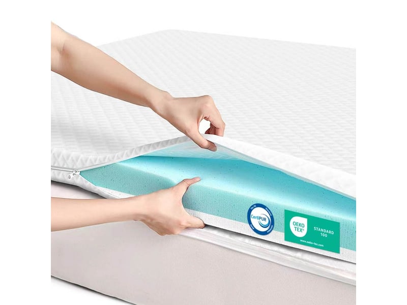 Roygbiv surmatelas 80x200 cm pour matelas - 2 faces (5cm mémoire de forme + 2cm mousse soutien) - housse zip lavable en machine H2/H3 7CM - Conforama A