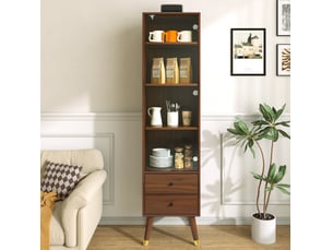 Vitrine coloris bois foncé 3 étagère(s) <strong>EVRYAE </strong> <strong></strong> - 39.8 cmx160 cm