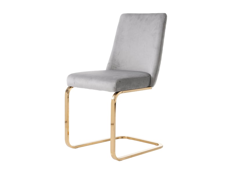  Chaises de salle à manger lot de 2 avec dossier losangé  - pieds en métal pour salon, velours gris  - Conforama A