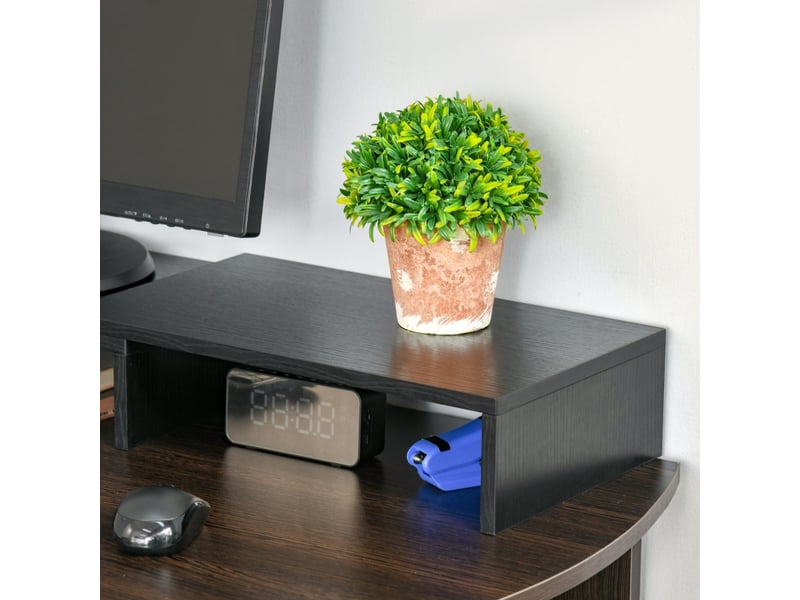  Support double écran,117x23,5x10 cm,longueur et angles réglables,bois,noir  - Conforama E