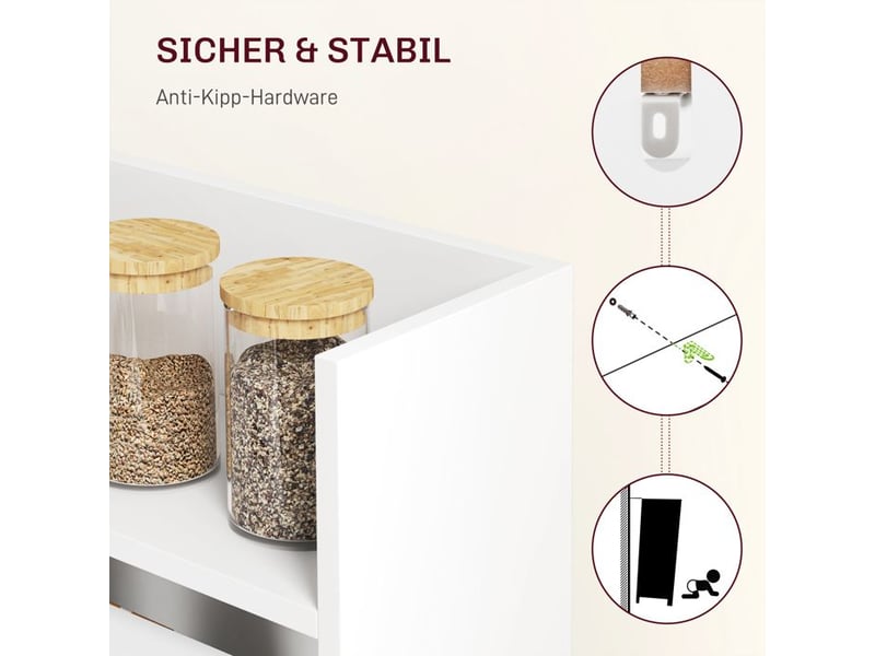  Table à manger pliable - blanc - bois - 91x78.5x93 cm - 20 kg - extensible - 4 étagères - anti-basculement  - Conforama C