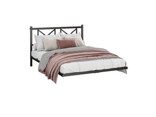 Lit métal 140 × 200 cm 2 places avec led réglable, station de charge usb, tête de lit avec rangement, sans matelas