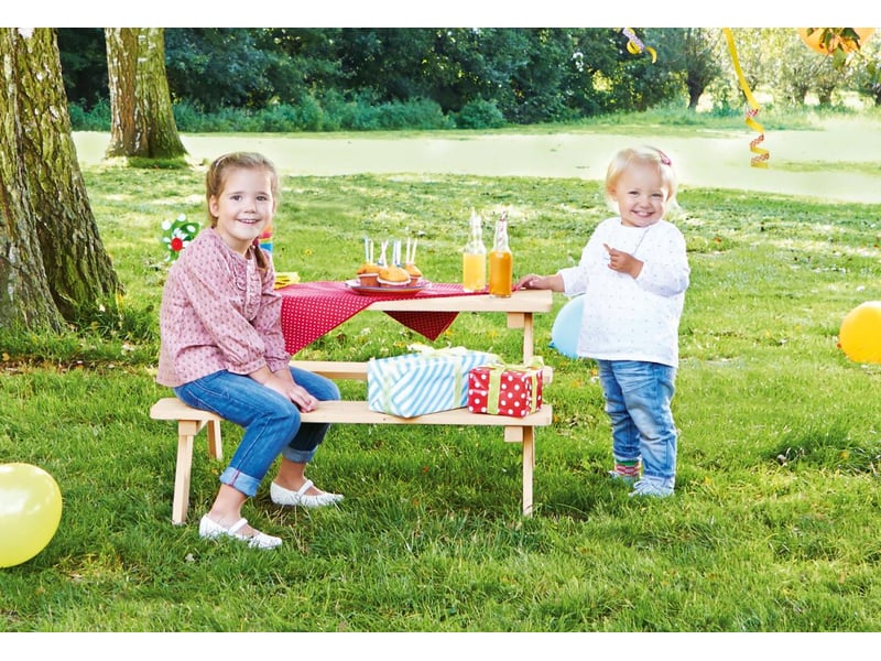  Table en bois 4 places avec bancs nicky blanc 201611 - Conforama B
