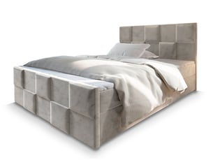 Lit avec rangement 140x200 cm <strong>MASSENO</strong> <strong></strong> coloris beige