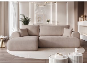 Canapé d'angle gauche convertible <strong>IDOHOME</strong> <strong>BLOOM</strong> 4 places Tissu gris avec coffre de rangement