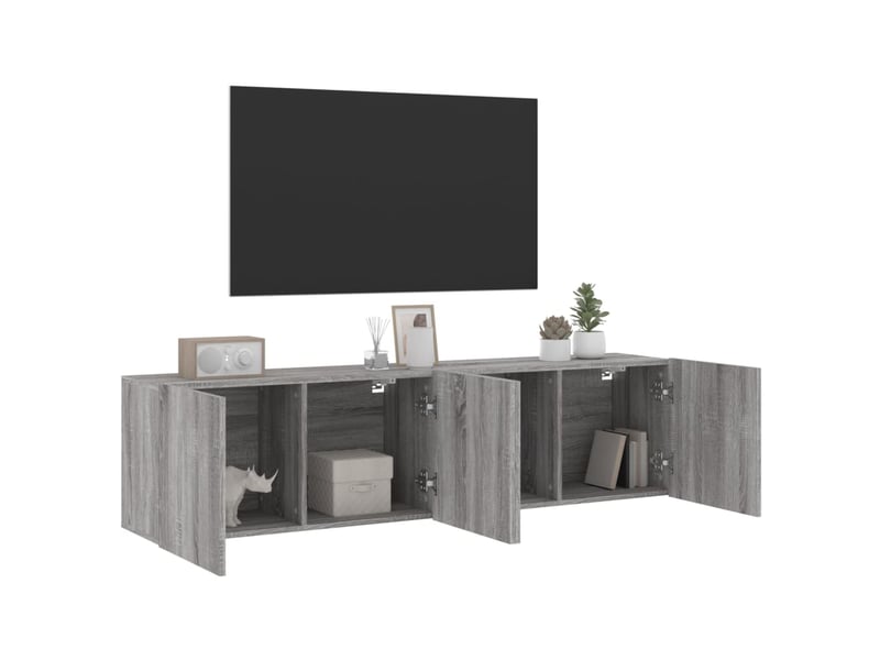  Lot de 2 meuble tv mural, meuble tv suspendu sonoma gris 80x30x41 cm  - Conforama E