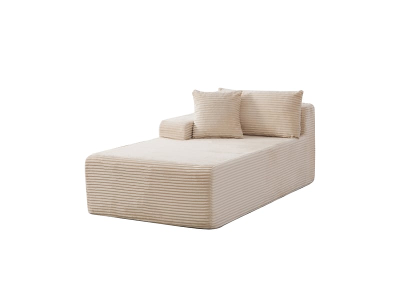  Canapé modulable 1 place en chenille beige avec espace chaiselongue  - Conforama A