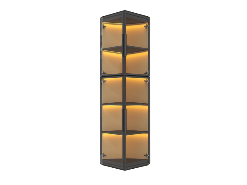  Vitrine 40x40x170 cm - éclairage led - grand rangement - mdf - design moderne - pour salon et salle à manger - meuble de rangement - noir CozyNest - Conforama A
