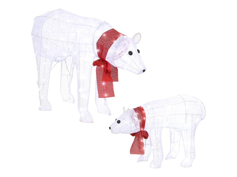  Décoration de noël ours polaire en 2 parties, 140 led blanches, étanche, minuterie, pour une utilisation intérieure et extérieure  - Conforama B