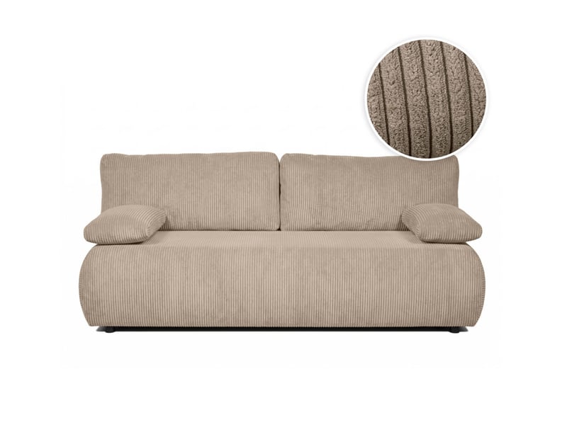  Canapé droit veluto convertible avec coffre en velours côtelé - taupe VELUTO - Conforama A