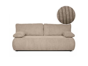 Canapé droit convertible LOUNGITUDE VELUTO 3 places Velours côtelé taupe avec coffre de rangement