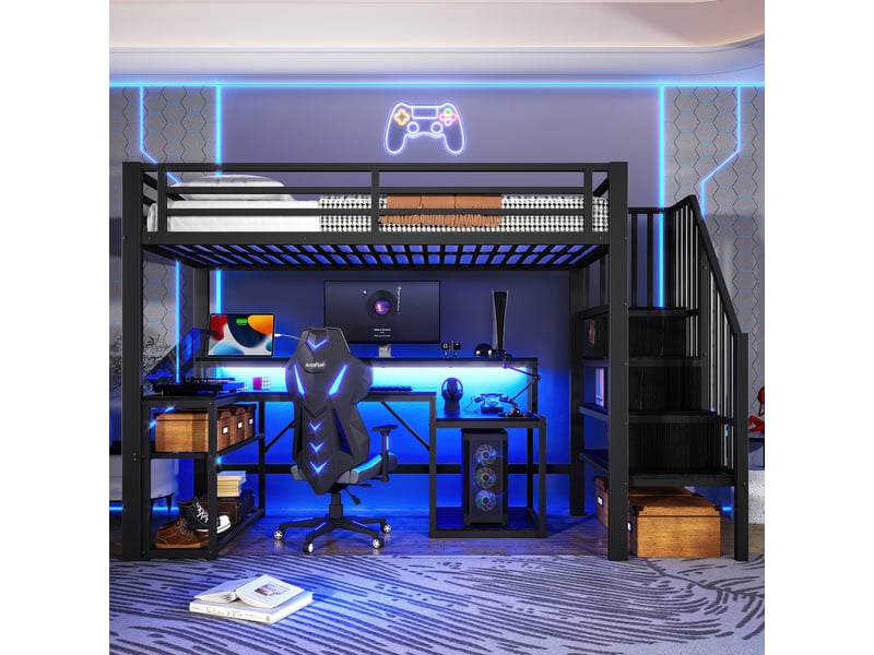  Lit superposé en métal noir 90x200 cm  - Conforama E