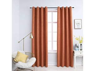Lot de 2 rideaux occultants, rideaux black-out et anneaux en métal rouille 140x245 cm cf44922