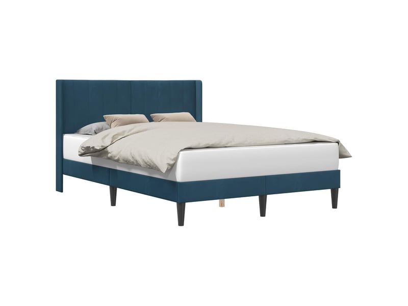  Lit double- lit adulte -  cadre de lit avec tête de lit bleu 140 x 200 cm velours  - Conforama A