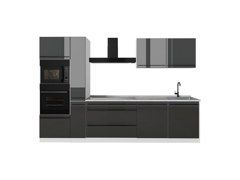 Vicco cuisine, anthracite haute brillanceblanc, 310cm plan de travail marbre - Conforama A