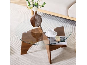 Table basse rond(e) coloris bicolore MEUBLIV  - 80 cmx80 cm