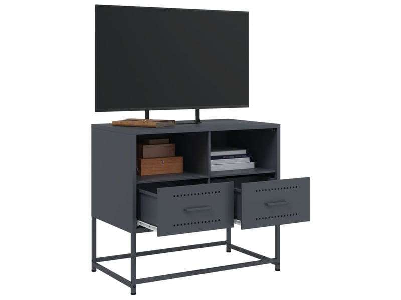  Meuble tv - banc tv - meuble de rangement anthracite 68x39x60,5 cm acier  - Conforama D