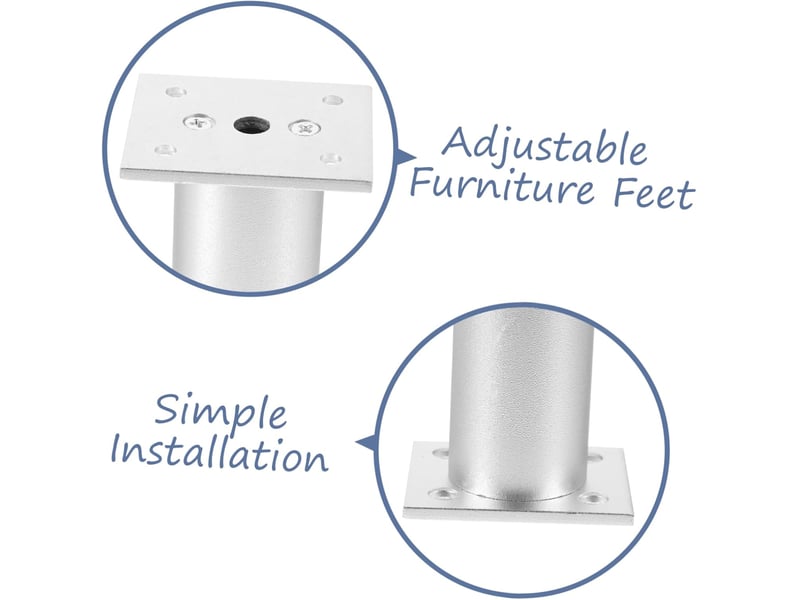  4pièces meuble aluminium réglables pour et commode supports de table courts avec pré-perçage pour installation facile  - Conforama E