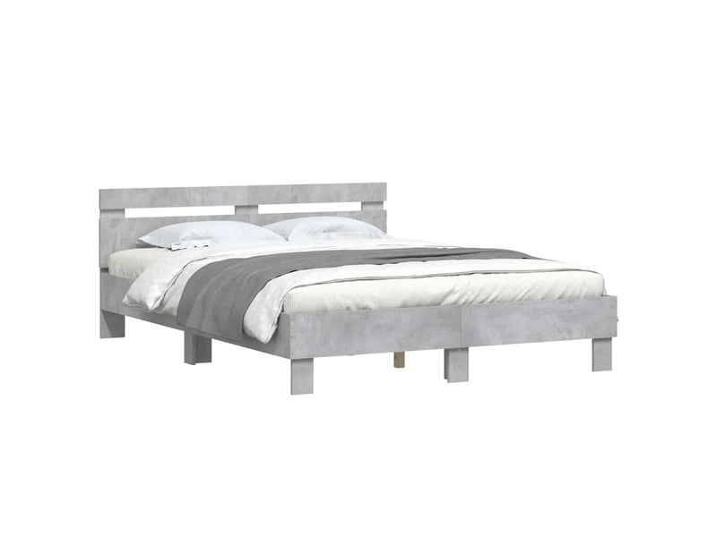  Lit double- lit adulte -  cadre de lit sans matelas gris béton 150x200 cm  - Conforama C
